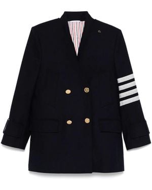 Thom Browne 4 Bar Stripes Waistcoat And Peacoat Set - Blue