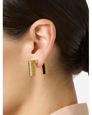 Elisabetta Franchi Crystal-Embellished Geometric Earrings - Black