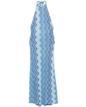 MC2 Saint Barth Tony Zigzag-Knit Halterneck Maxi Dress - Blue
