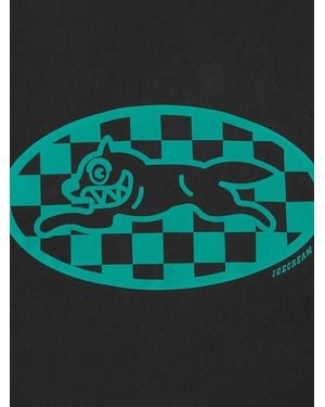 ICECREAM Check-Pattern Wolf Graphic Hoodie - Green
