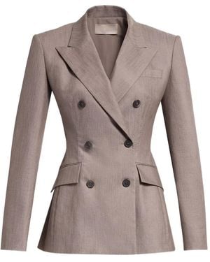 Elie Saab Double-Breasted Peak-Lapels Blazer - Gray