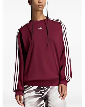 adidas Lace-Trim 3-Stripes Sweatshirt - Red