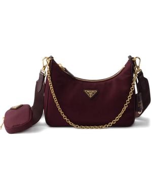 Prada Re-Edition 2005 Chain-Strap Logo-Plaque Shoulder Bag - Purple