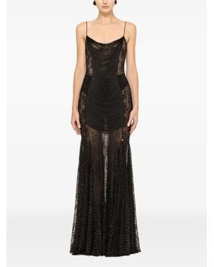 Nissa Fringed Lace Maxi Dress - Black
