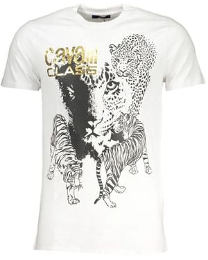 Roberto Cavalli Animal-Print Cotton T-Shirt - White