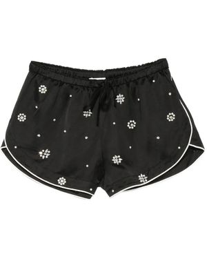 Sandro Bead-Embellished Rhinestone-Detail Shorts - Black