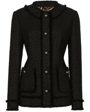 Dolce & Gabbana Logo Engraved Buttoned Jacket - Black