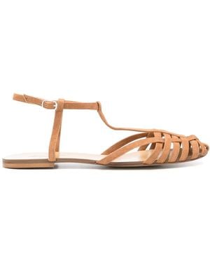 Anna F. Caged Suede Sandals - Brown