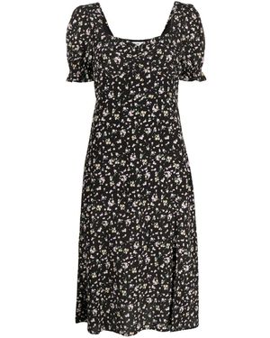 B+ AB Ditsy Floral-Print Midi Dress - Black