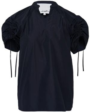 3.1 Phillip Lim Ruched V-Neck Blouse - Blue