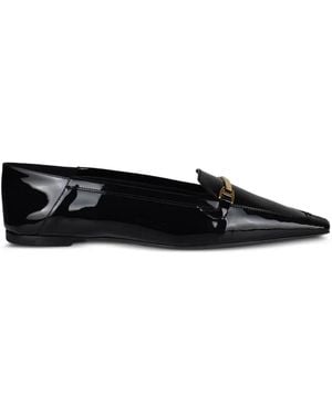 Saint Laurent Chris Horsebit-Detail Pointed Loafers - Black