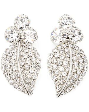 Jennifer Behr Crystal-Embellished Leaf Earrings - White