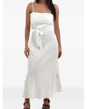 Marella Belted Spaghetti-Strap Dress - White