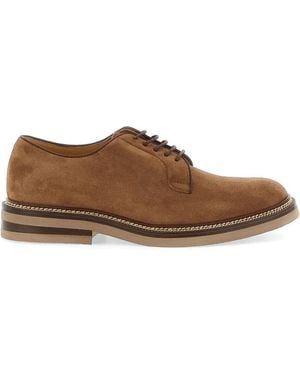 Brunello Cucinelli スエード ダービーシューズ - ブラウン