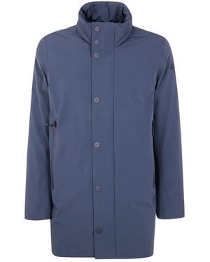 Rrd Button-Fastening Logo-Plaque Coat - Blue