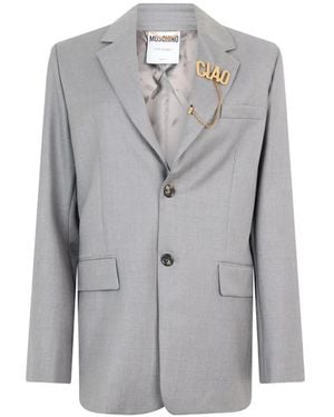 Moschino Logo-Plaque Blazer - Gray