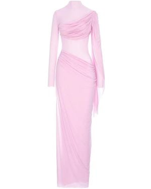 MANURI Medeea Draped Sheer Maxi Dress - Pink