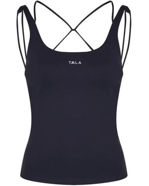 Tala Logo-Print Crossover-Strap Top - Blue