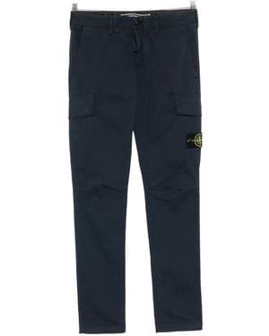 Stone Island Logo-Patch Cargo Trousers - Blue