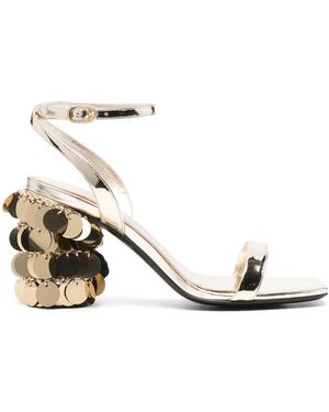 Rabanne Sandali Con Paillettes 95Mm - Neutro