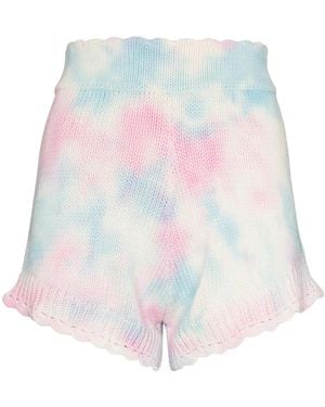 LoveShackFancy Karissa Knitted Tie-Dye Shorts - White