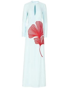 Costarellos Adeline Keyhole Floral-Embroidered Maxi Dress - White