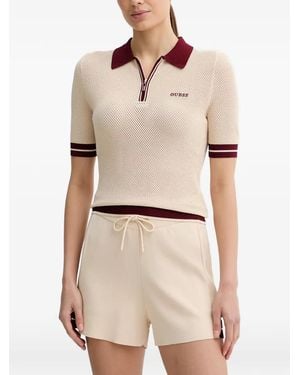 Guess Half-Zip Polo Shirt - Natural
