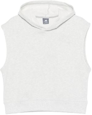 New Balance Sleeveless Logo-Embroidered Hoodie - White