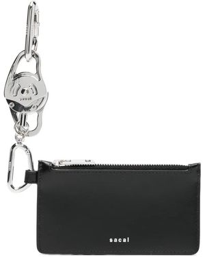 Sacai Zip-Top Leather Cardholder - Black