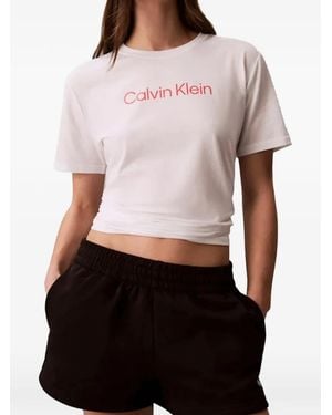 Calvin Klein Logo-Print Short-Sleeve T-Shirt - White
