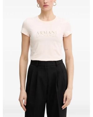 ARMANI EXCHANGE Logo-Embroidered T-Shirt - White