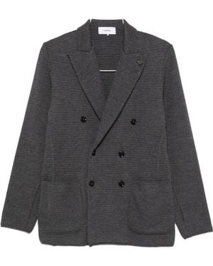 Lardini Double-Breasted Knitted Blazer - Gray
