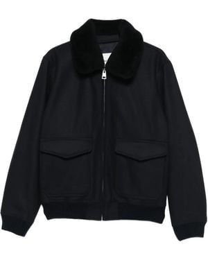 Sandro Wool Jacket With Shearling - Black