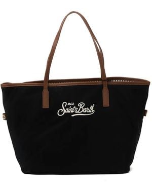 MC2 Saint Barth City Bag Logo-Embroidered Tote Bag - Black