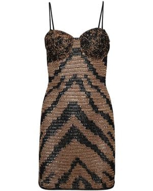 Andrea Almeida Zebra Short Dress - Black