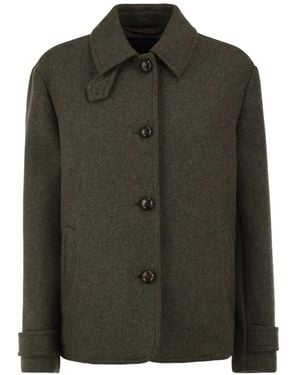 Weekend by Maxmara Flared Virgin Wool-Blend Jacket - Green