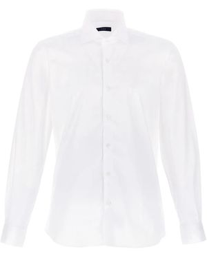 Fay Cutaway Collar Stretch-Cotton Shirt - White