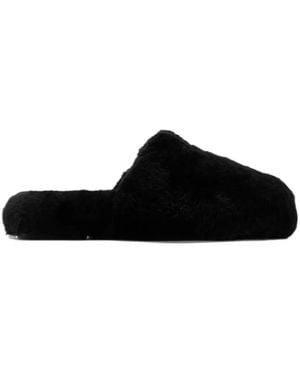 COACH Shearling Crystal-Embellished Slippers - Black