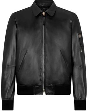 Tom Ford Leather Bomber Jacket - Black