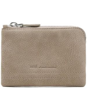 Ami Paris Carrousel Zipped Leather Wallet - Grey