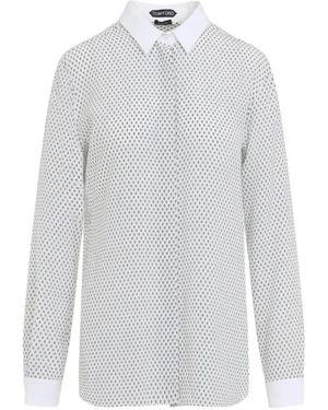 Tom Ford Geometric-Print Silk Shirt - White