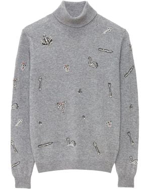 MSGM Embellished High-Neck Jumper - Grey