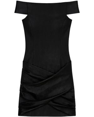 Givenchy Draped Leather Mini Dress - Black