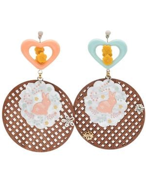 Amir Slama Duck=Motif Drop Earrings - Pink