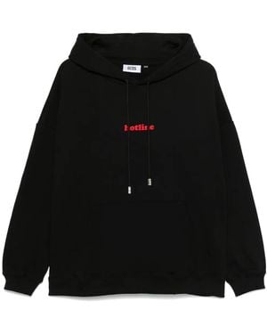 Gcds Embroidered Cotton Hoodie - Black