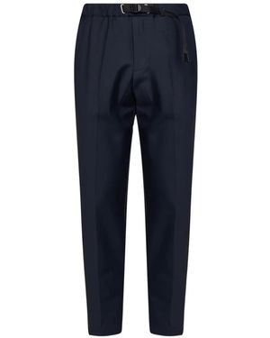 White Sand Belted Pleated Trousers - Blue