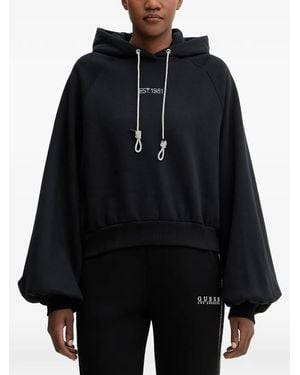 Guess Rhinestone-Embellished Raglan-Sleeve Hoodie - Black
