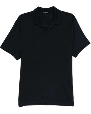 James Perse Polo A Maniche Corte Con Colletto Aperto - Nero