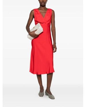 Calvin Klein V-Neck Sleeveless Midi Dress - Red