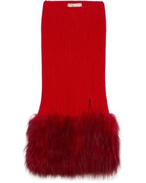 Blumarine Falda midi de canalé - Rojo
